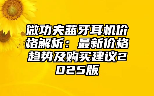 微功夫藍(lán)牙耳機(jī)價格解析：最新價格趨勢及購買建議2025版