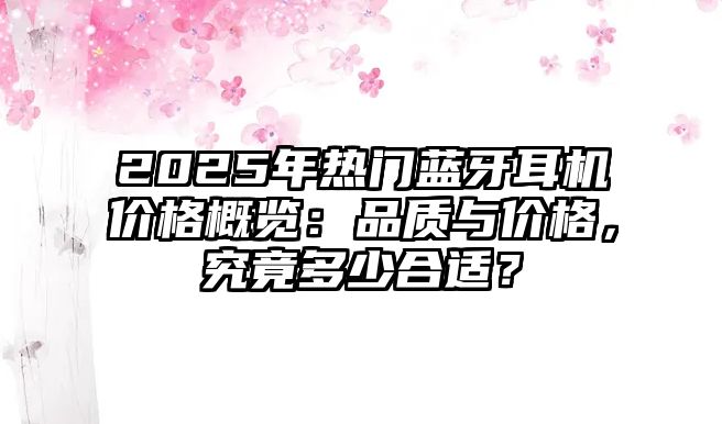 2025年熱門藍牙耳機價格概覽：品質(zhì)與價格，究竟多少合適？